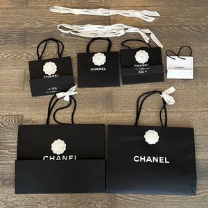 Chanel shopping bags with camelia & ribbons